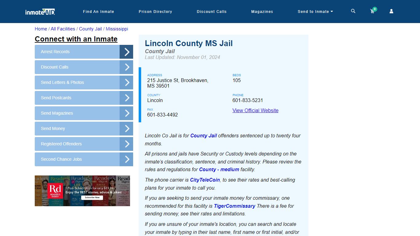 Lincoln County MS Jail - Inmate Locator