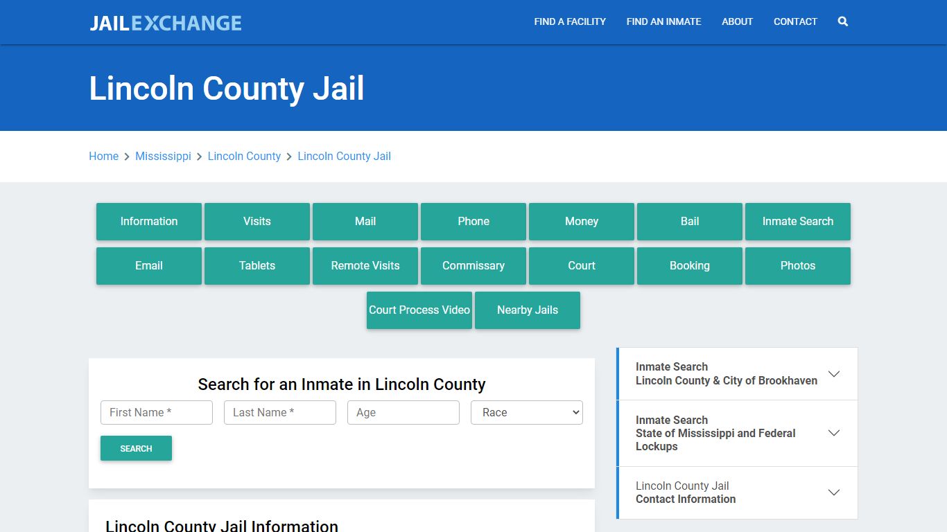 Lincoln County Jail Roster Lookup, MS, Inmate Search